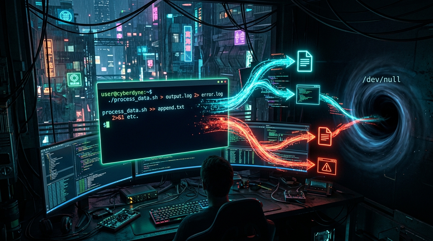 Linux Command #06: I/O Redirection — Mengalirkan Output, Error, dan Lubang Hitam /dev/null